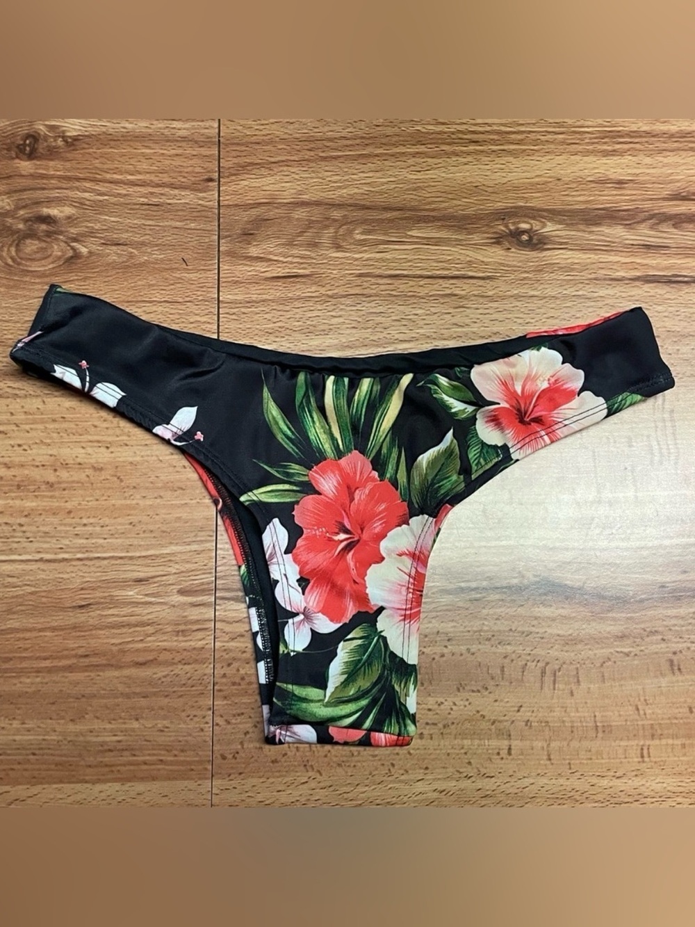 Women’s Floral Brazilian Bikini Bottom With Elastic Waist Swimwear